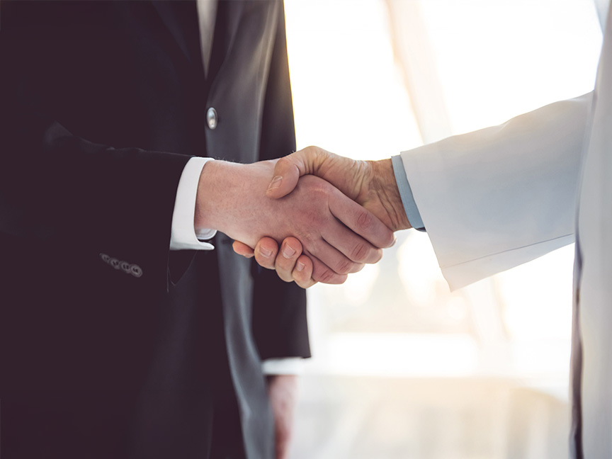 Two people shaking hands.